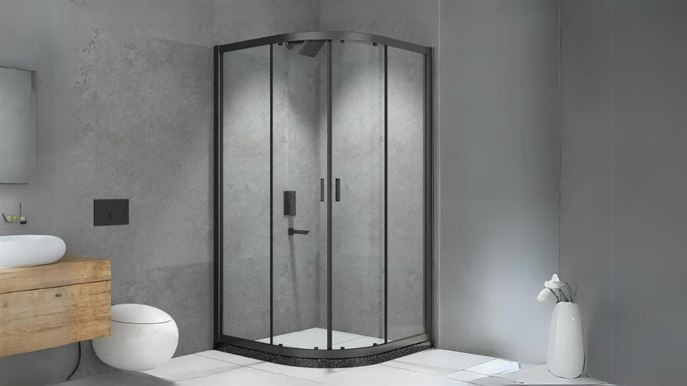 well lit framed shower enclosure space